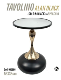 LINEA ANX TAVOLINO NERO CON SPECCHIO 38x38x53cm