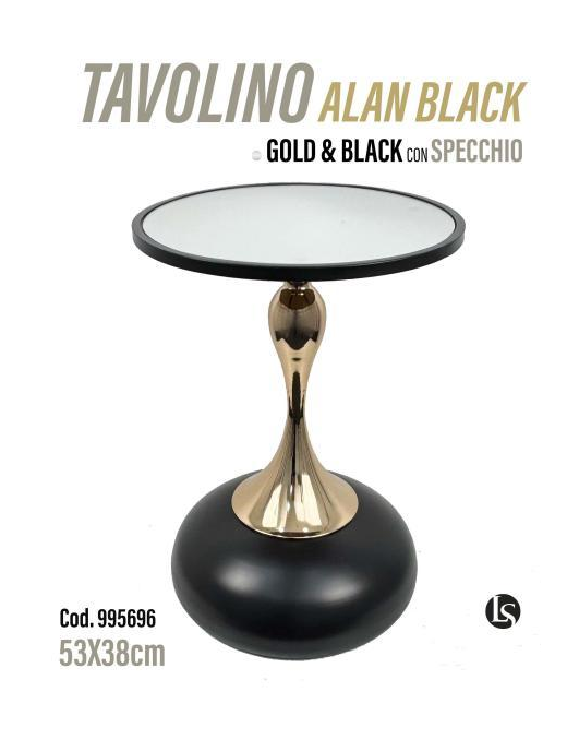 LINEA ANX TAVOLINO NERO CON SPECCHIO 38x38x53cm