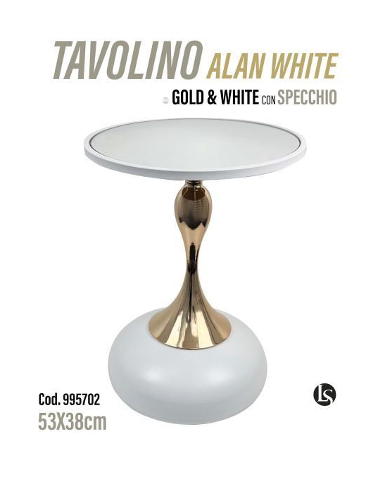 LINEA ANX TAVOLINO BIANCO CON SPECCHIO 38x38x53cm