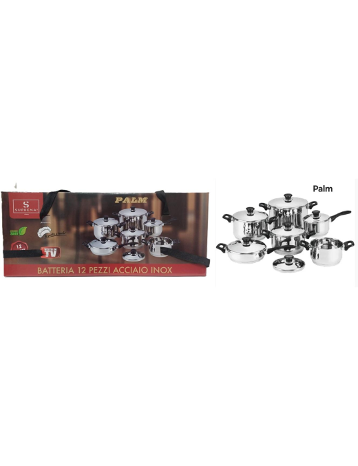 BATTERIA PENTOLE 12 PEZZI ACCIAIO
