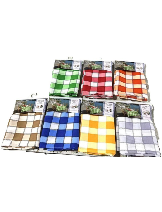 STAIN-RESISTANT CHECK TABLECLOTH 130x230