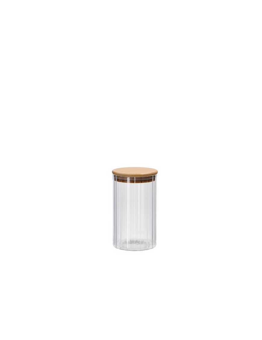 GLASS+BAMBOO LINE ROUND JAR 9x16cm