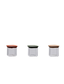 GLASS+PLASTIC LINE SQUARE JAR 11x11cm