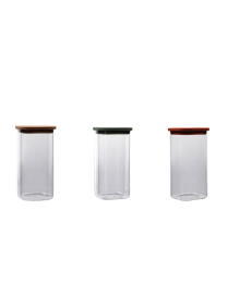 GLASS+PLASTIC LINE SQUARE JAR 11x21cm