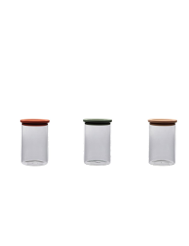 GLASS+PLASTIC LINE ROUND JAR 11x16cm