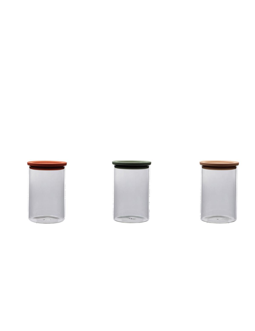 GLASS+PLASTIC LINE ROUND JAR 11x16cm