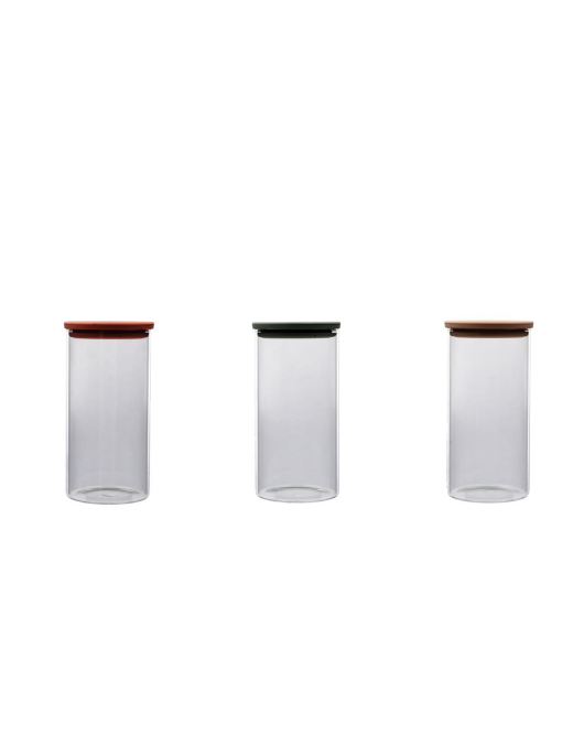 GLASS+PLASTIC LINE ROUND JAR 11x21cm