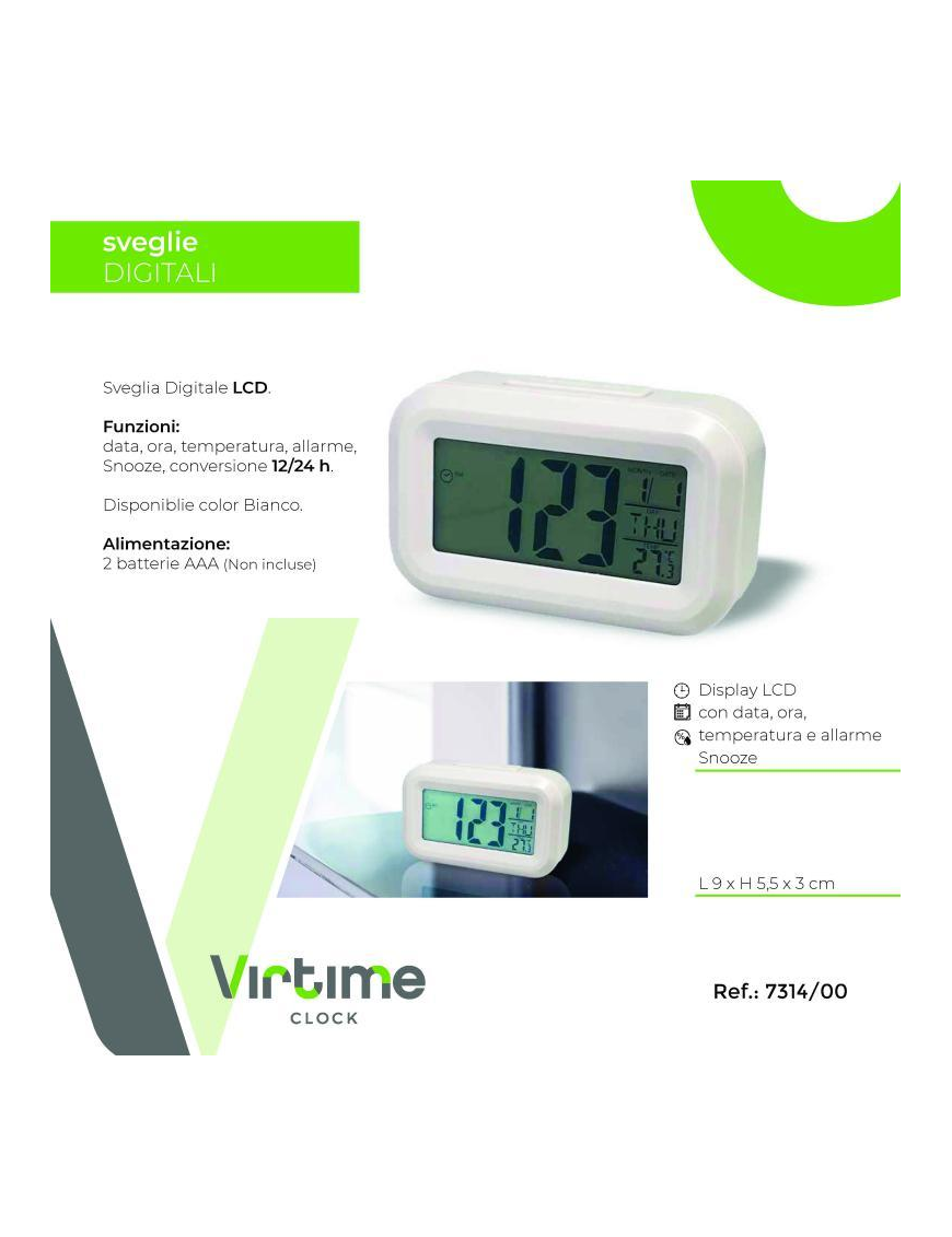 LCD ALARM CLOCK 9x5.6x2.7cm