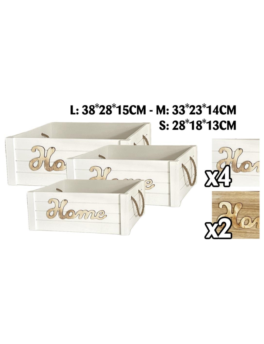 CASSETTA LEGNO HOME  3pezzi