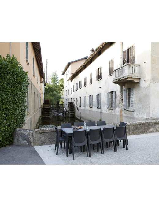 LINEA RATTAN ANTRACITE TAVOLO QUEEN 220x90x72 CENTIMETRI