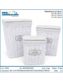 WHITE RECTANGULARANGULAR LAUNDRY HOLDER 3 pieces
