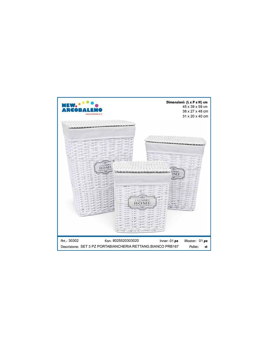 WHITE RECTANGULARANGULAR LAUNDRY HOLDER 3 pieces