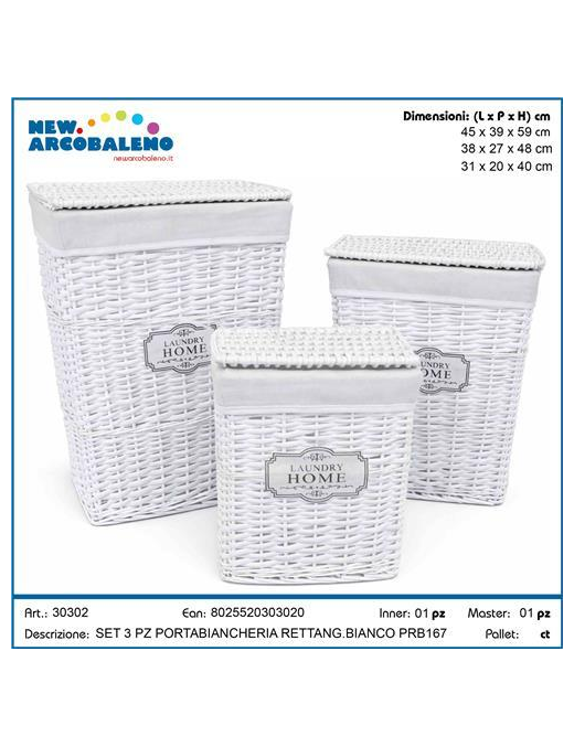 WHITE RECTANGULARANGULAR LAUNDRY HOLDER 3 pieces