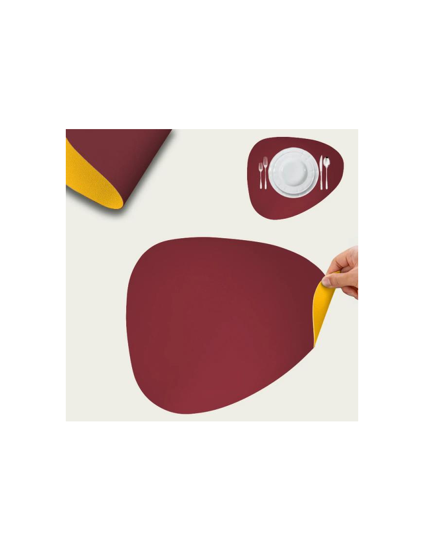 TOVAGLIETTA SIMILPELLE 45x37 BORDEAUX / GIALLO