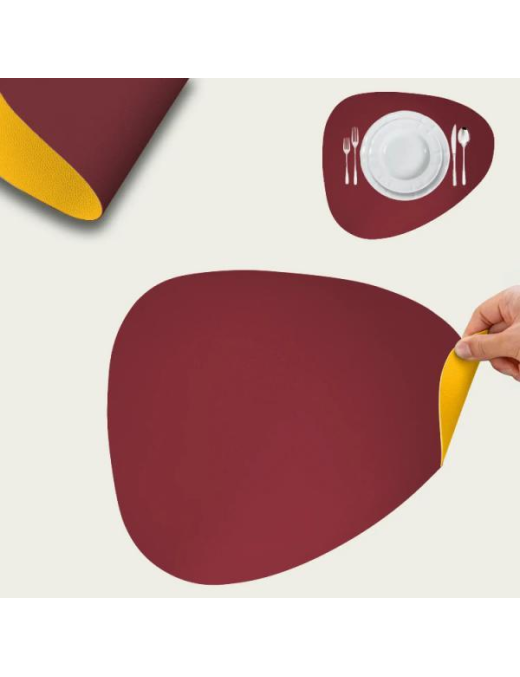 TOVAGLIETTA SIMILPELLE 45x37 BORDEAUX / GIALLO