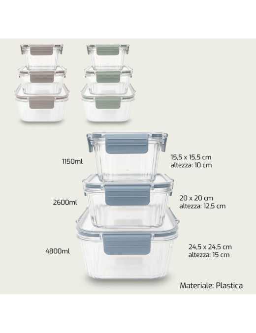 FRESKO SQUARE CONTAINERS 3 PIECES