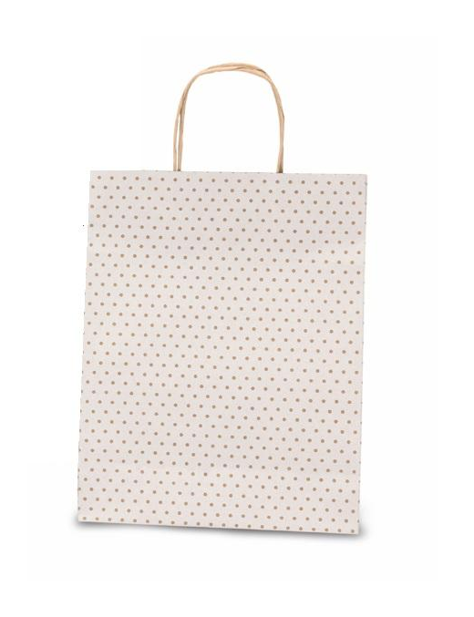 SHOPPER DOTS BIANCO 22+10x29cm