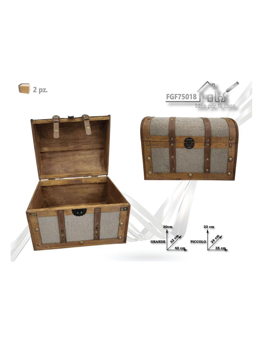 BEIGE WOODEN TRUNK 40x32x30 2pcs