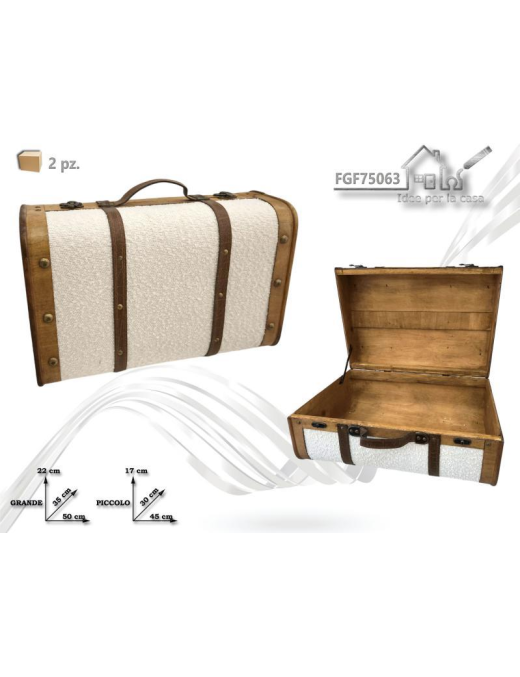 WHITE WOODEN TRUNK 50x35x22 2pcs
