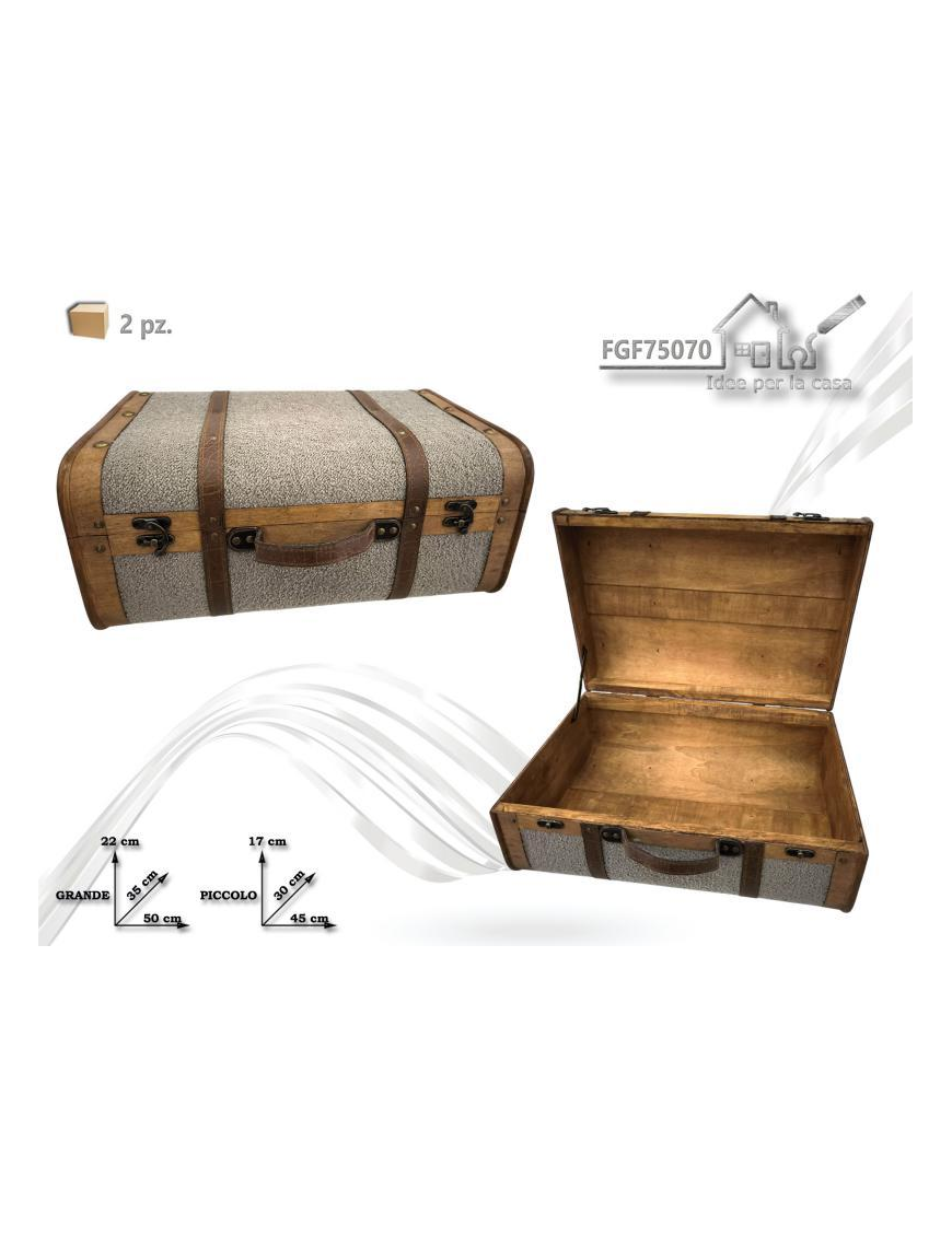 BAULE LEGNO BEIGE 50x35x22 2pz