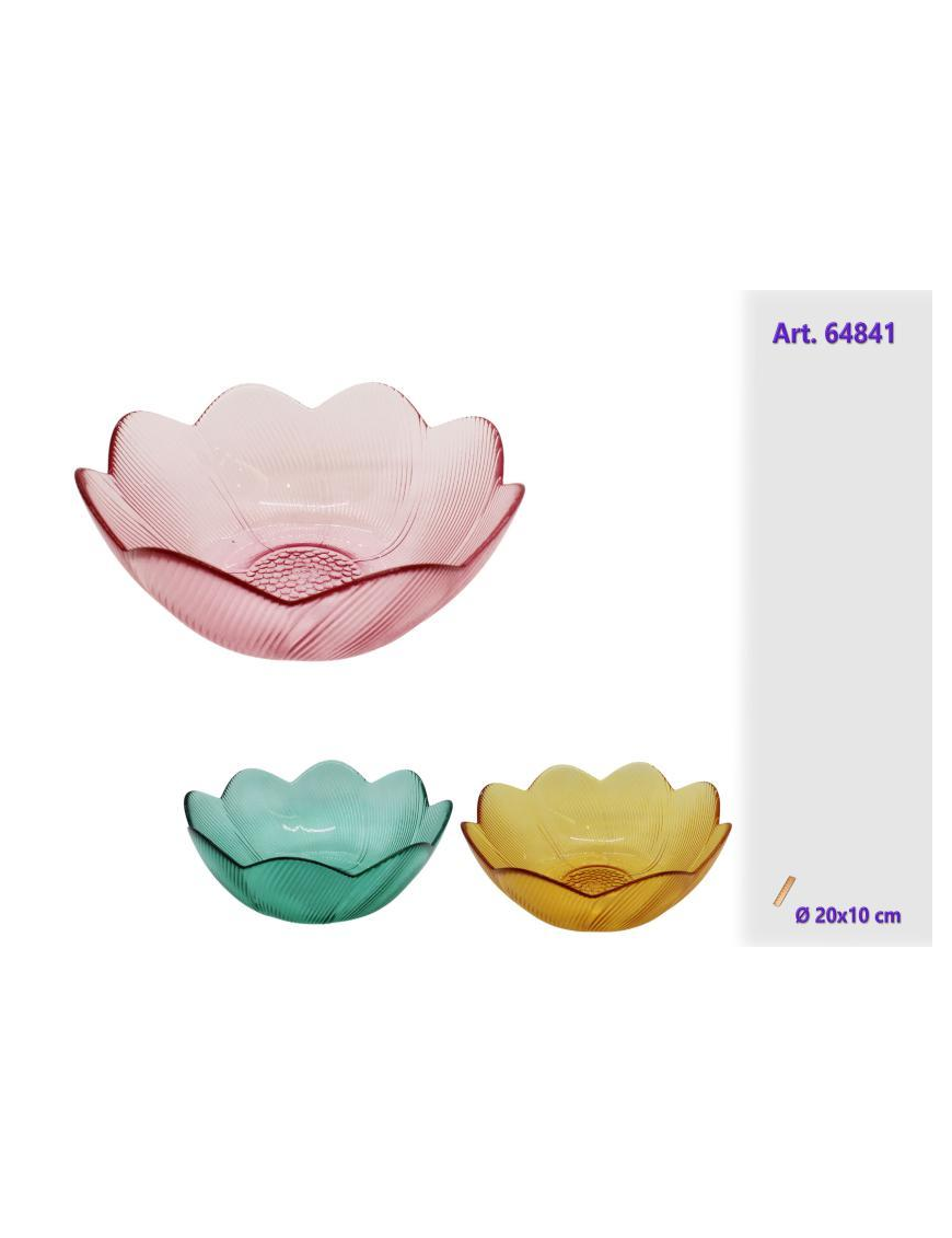 GLASS BOWL ASSORTED COLORS 20x10cm