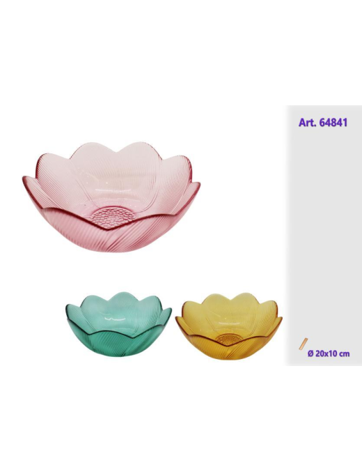 GLASS BOWL ASSORTED COLORS 20x10cm