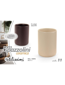 PORTASPAZZOLINI BEIGE-MARRONE IN CERAMICA