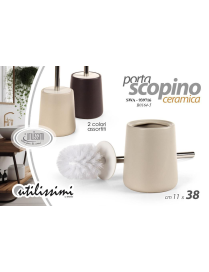 BEIGE-BROWN CERAMIC TOILET BRUSH HOLDER