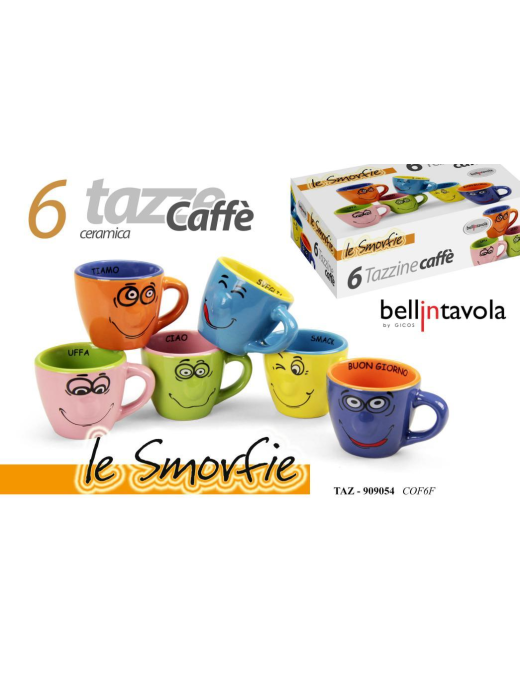 SMILE COFFEE CUPS 6 PIECES