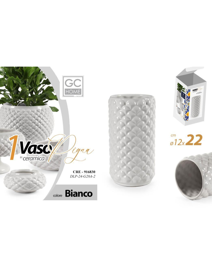 VASO PIGNA BIANCO 12x22cm