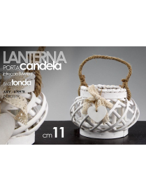 WHITE CANDLE HOLDER LANTERN 12x11cm