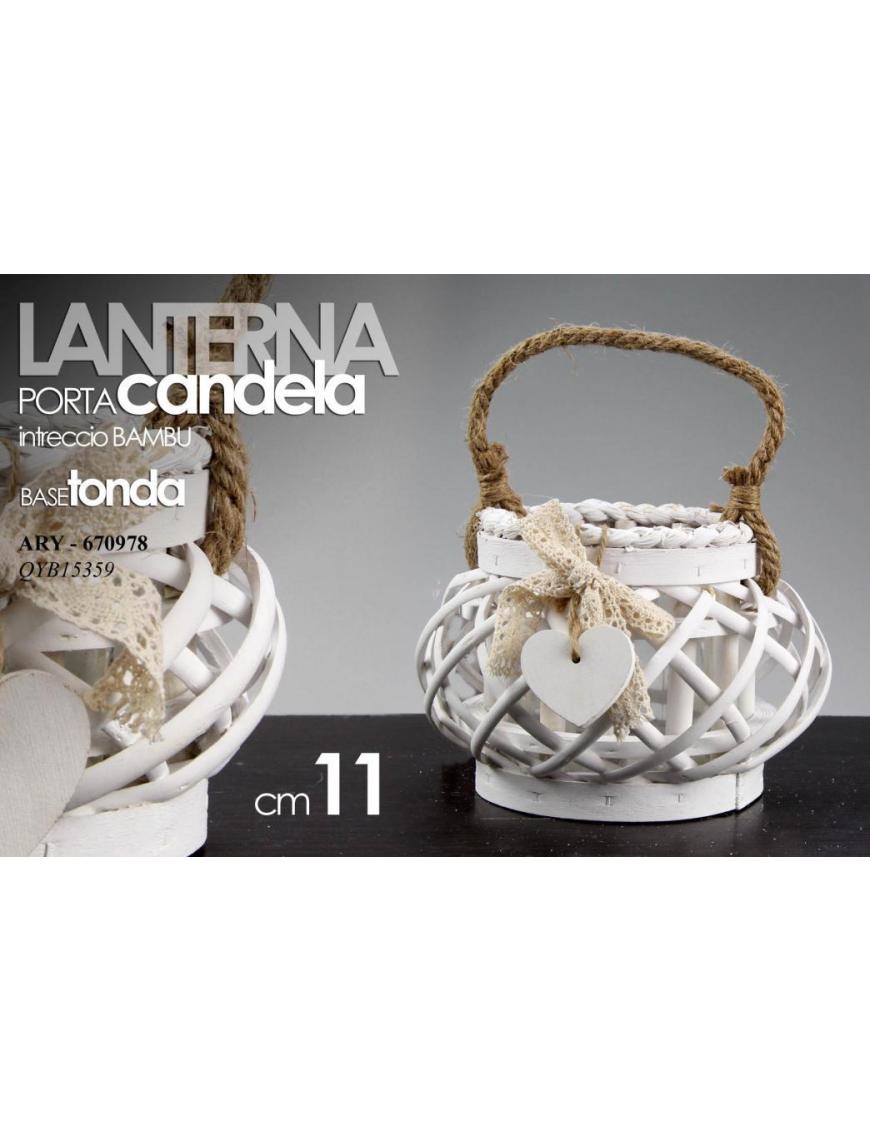 WHITE CANDLE HOLDER LANTERN 12x11cm