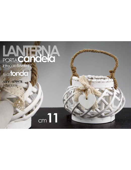 LANTERNA PORTACANDELA BIANCA 12x11cm
