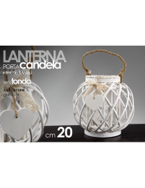 LANTERNA PORTACANDELA BIANCA 16x20cm