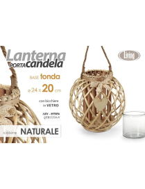 NATURAL CANDLE HOLDER LANTERN 16x20cm