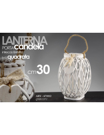WHITE CANDLE HOLDER LANTERN 15x30cm