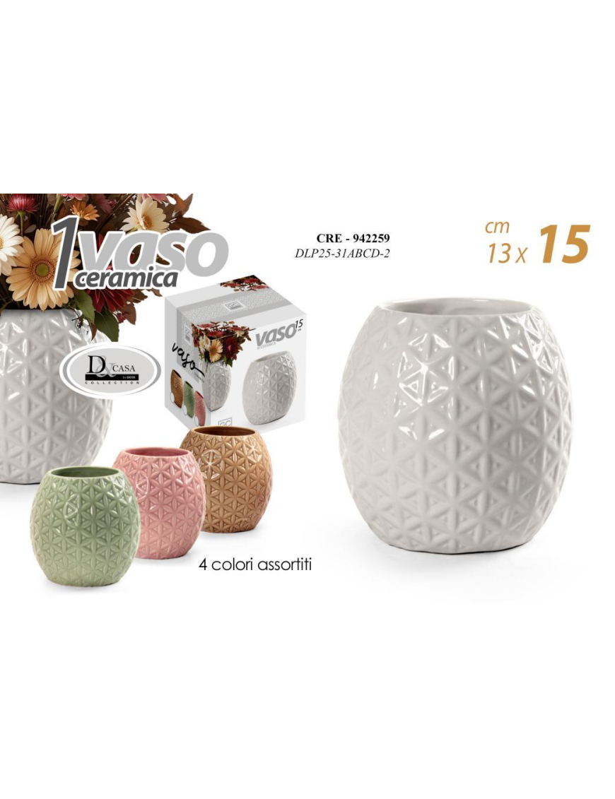 VASO IN CERAMICA COLORI ASSORTITI 13x15cm