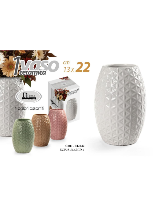 VASO IN CERAMICA COLORI ASSORTITI 13x22cm