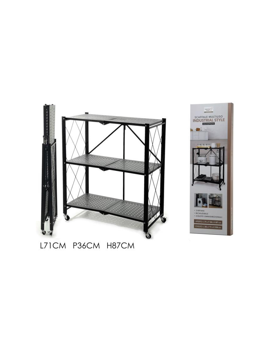 SCAFFALE RICHIUDIBILE NERO 71x34x87 CENTIMETRI