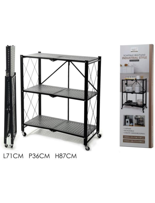 SCAFFALE RICHIUDIBILE NERO 71x34x87 CENTIMETRI