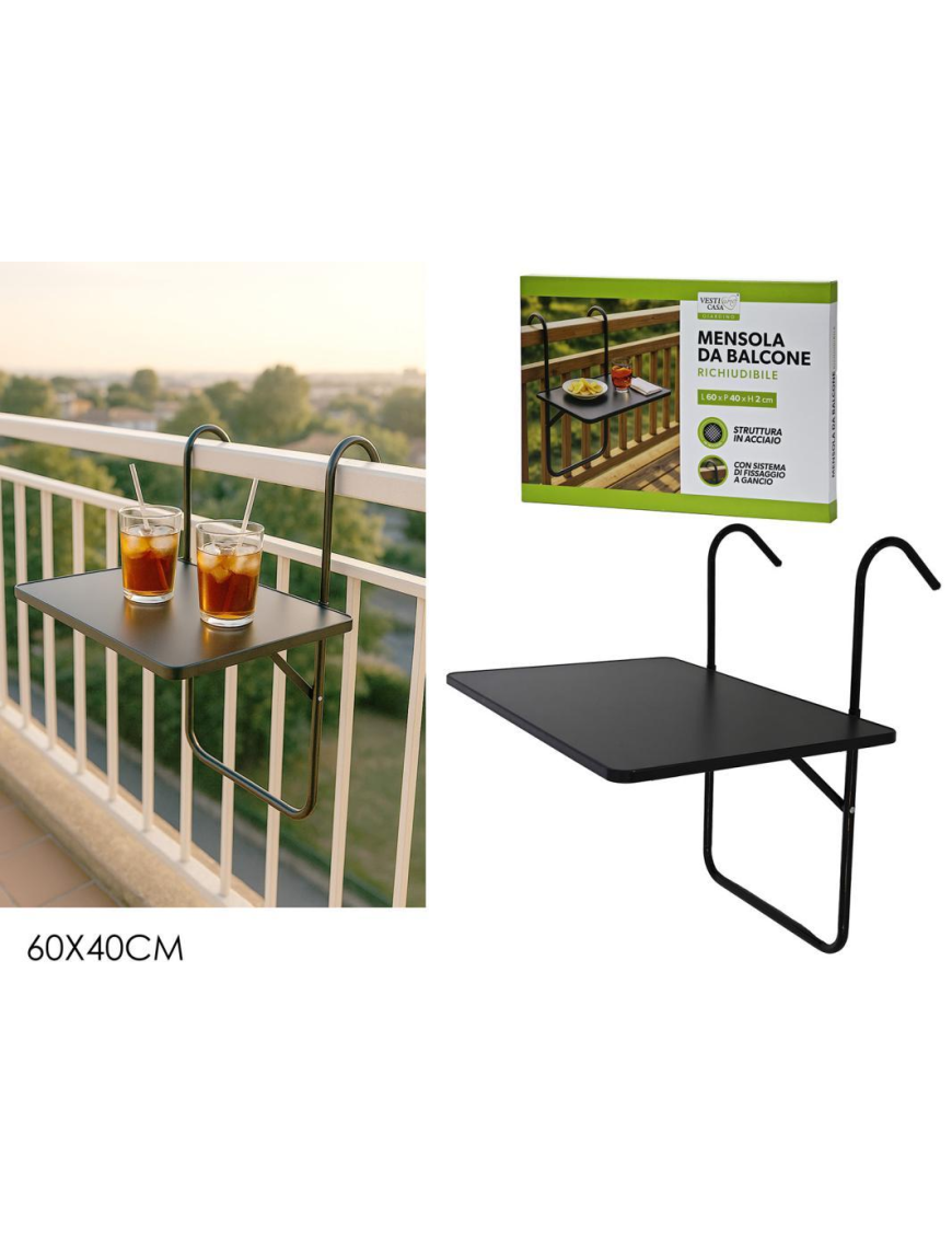 MENSOLA DA BALCONE 60x40cm ANTRACITE