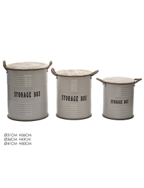 TORTOR 3-PIECE ROUND TIN LAUNDRY HOLDER