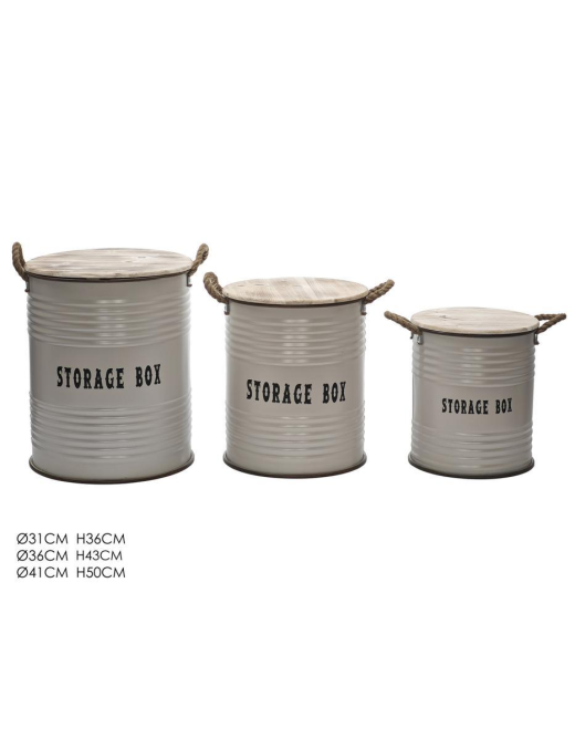 TORTOR 3-PIECE ROUND TIN LAUNDRY HOLDER