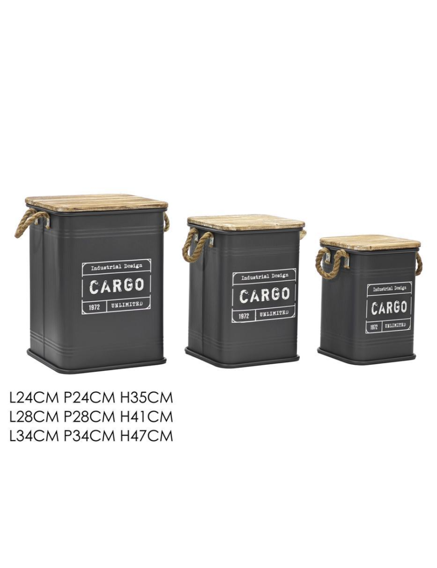 PORTABIANCHERIA LATTA   GRIGIO 3 PEZZI QUADRATO