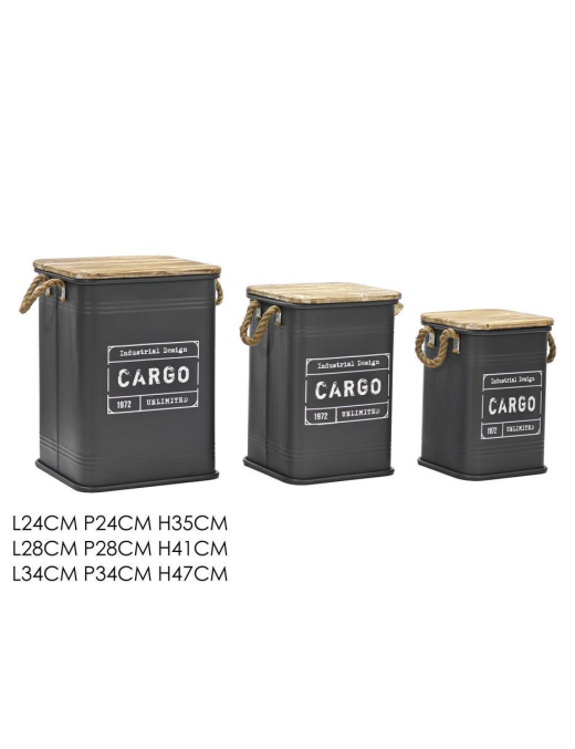 PORTABIANCHERIA LATTA   GRIGIO 3 PEZZI QUADRATO