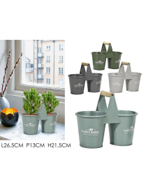 DOUBLE PLANTER HOLDER 26x13x21cm TIN
