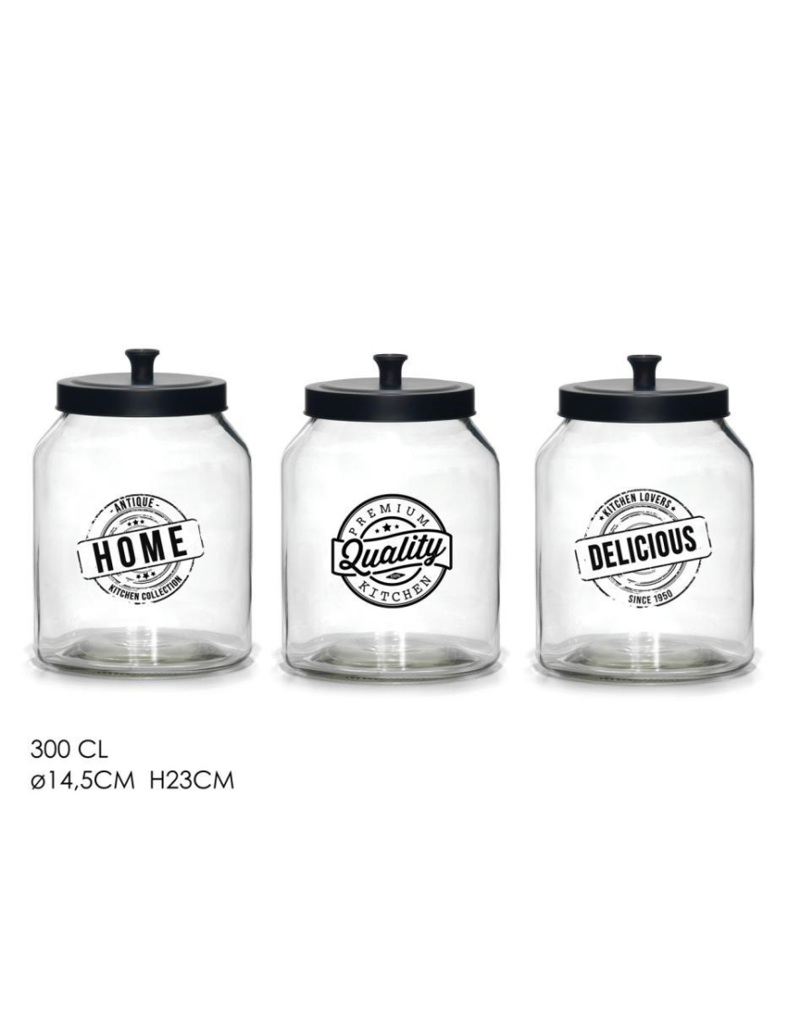 JAR WITH BLACK LID 300cl