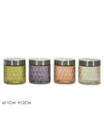 COLORED JAR WITH STEEL LID 11x12cm