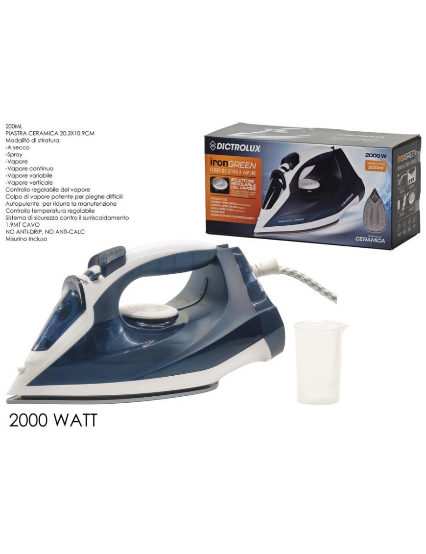 2000W IRON WITH CERAMIC PLATE
