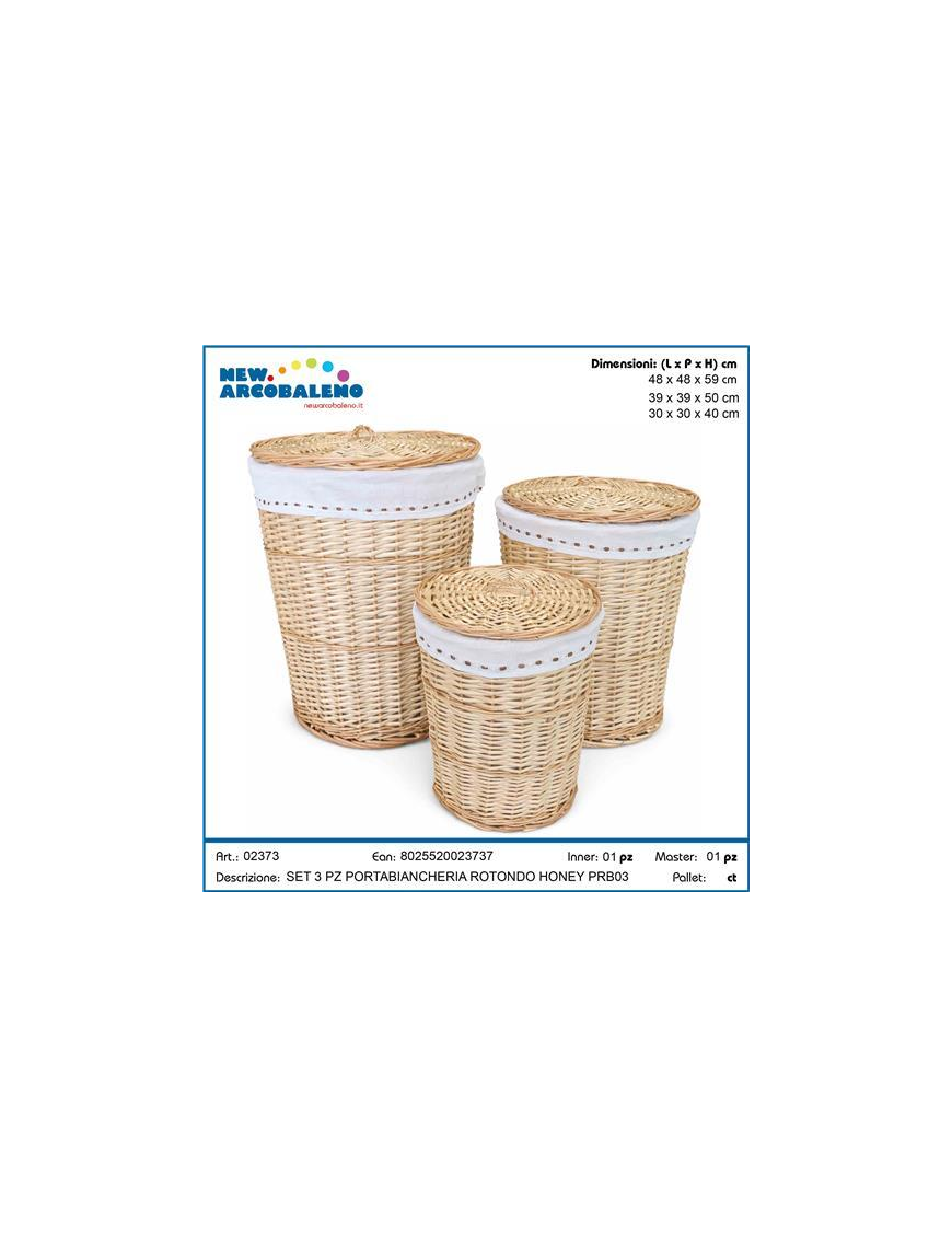 PORTABIANCHERIA HONEY 3pz TONDO PRB03